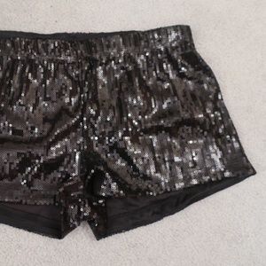 Black Shiny Sequined Shorts